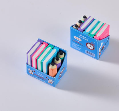 Mini Pencil and Book Shape Erasers Set for Kids - Multicolor, Rectangular, Rubber, Kawaii Eraser Set, Eraser, Multi-Color