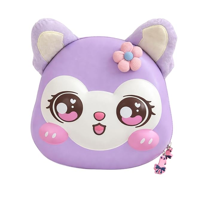Cartoon Cat Design Kids Backpack |3D Ears |Hard Shell Toddler School Bag