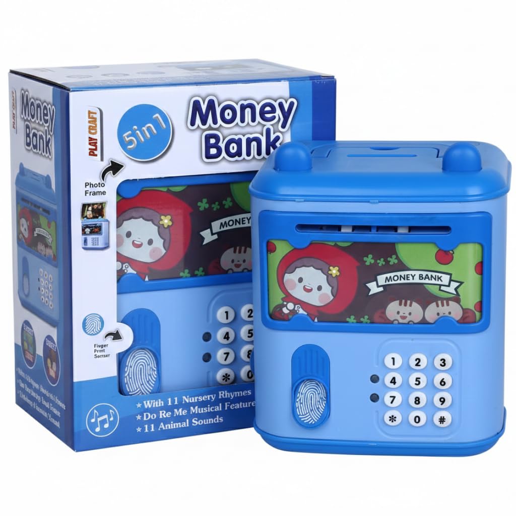 5 in 1 Money Bank Mini ATM for Kids Age 3+ | Electronic Keypad and Touch Sensor| 11 Nursery Rhymes | Do Re Me Musical Feature | 11 Animal Sound