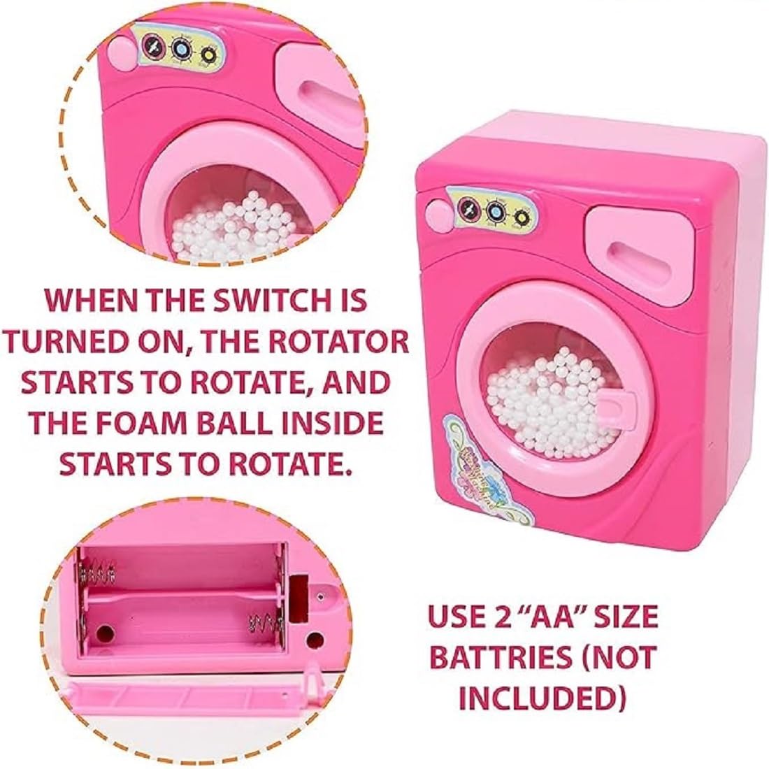 Complete Miniature Home Experience Dream Household 4 Piece Toy Appliances Set - Washing Machine, Vacuum Cleaner, Hair Dryer or Sewing Machine, Iron - 4 in 1 Toy Set for Boys and Girls