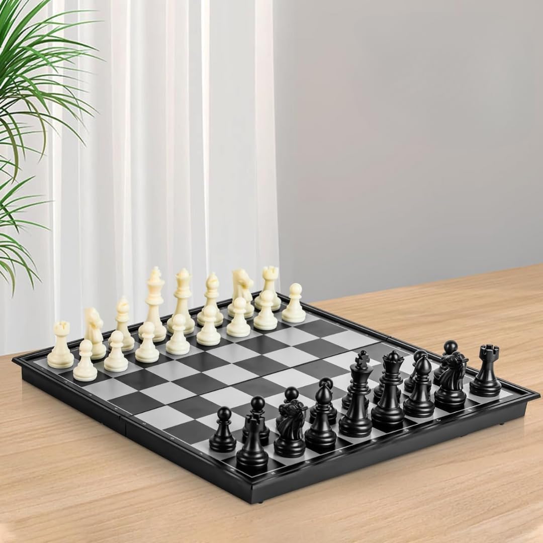 Magnetic Chess Set | Folding Travel Chess Board with Storage | Portable Lightweight | Kids & Adults | 2 Player Strategy Board Game | Home & Travel
