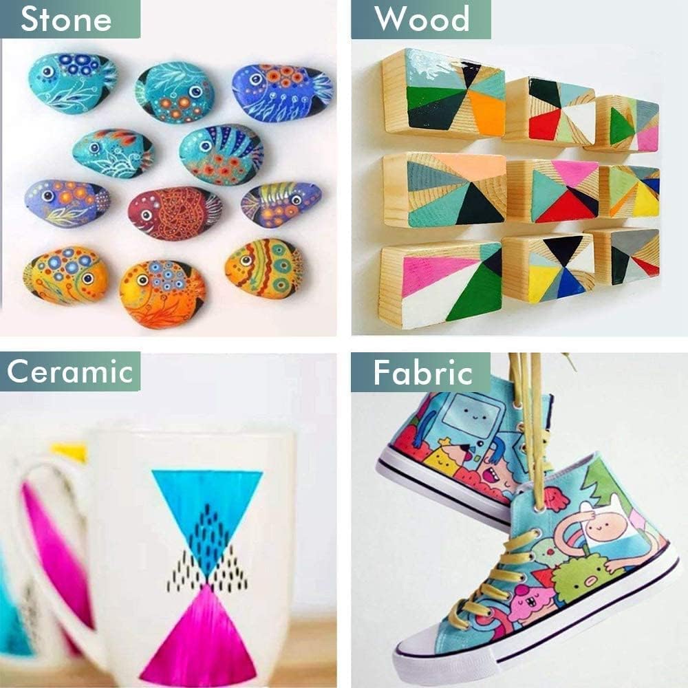 12 Colors | Acrylic Paint Marker Pen Set | Premium Acrylic Paint Pens for Wood, Canvas, Stone, Rock Painting, Glass, Ceramic Surfaces, DIY Crafts Making Art Supplies
