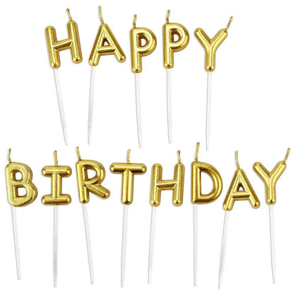 Happy Birthday Letter Candles Golden | Metallic Alphabet Candle Set | Cake Topper Birthday Candle | Pack of 1