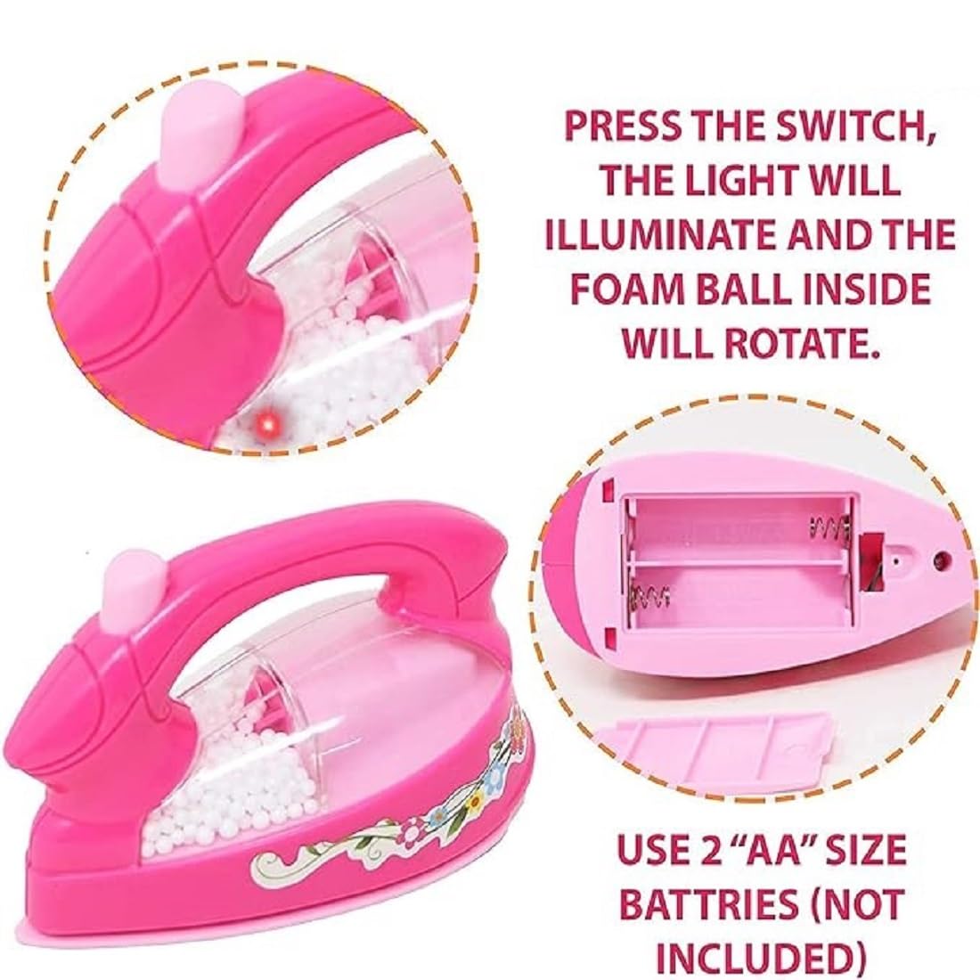 Complete Miniature Home Experience Dream Household 4 Piece Toy Appliances Set - Washing Machine, Vacuum Cleaner, Hair Dryer or Sewing Machine, Iron - 4 in 1 Toy Set for Boys and Girls