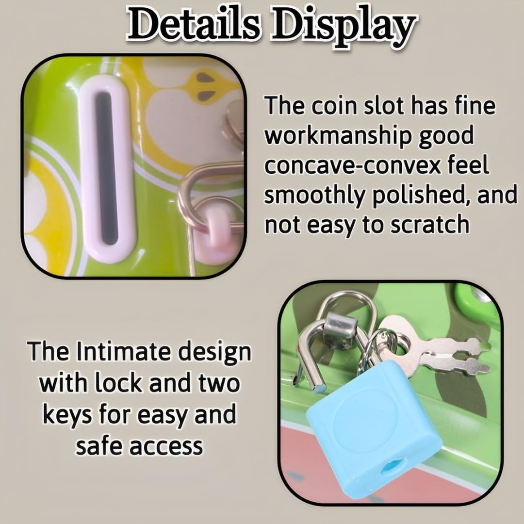 Fruits Shaped Money Bank with Lock, Keys and Portable Handle |  Metal Coin Saving Gullak for Kids