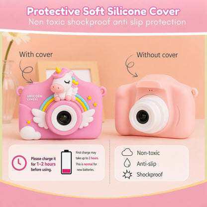 Kids Digital Camera | 4.8 MP Photos & 1080p Video | 2" Screen | USB Rechargeable | Portable Fun Mini Toy Camera for Boys & Girls | Age 3–10 | Educational Birthday Gift (Unicorn) | SD Card Not Included