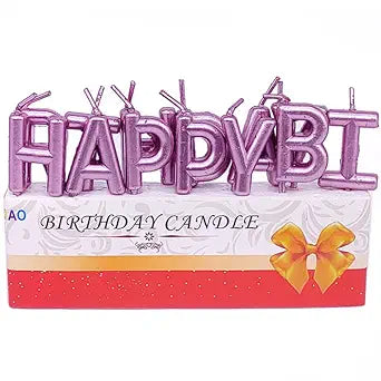 Happy Birthday Letter Candles Golden | Metallic Alphabet Candle Set | Cake Topper Birthday Candle | Pack of 1