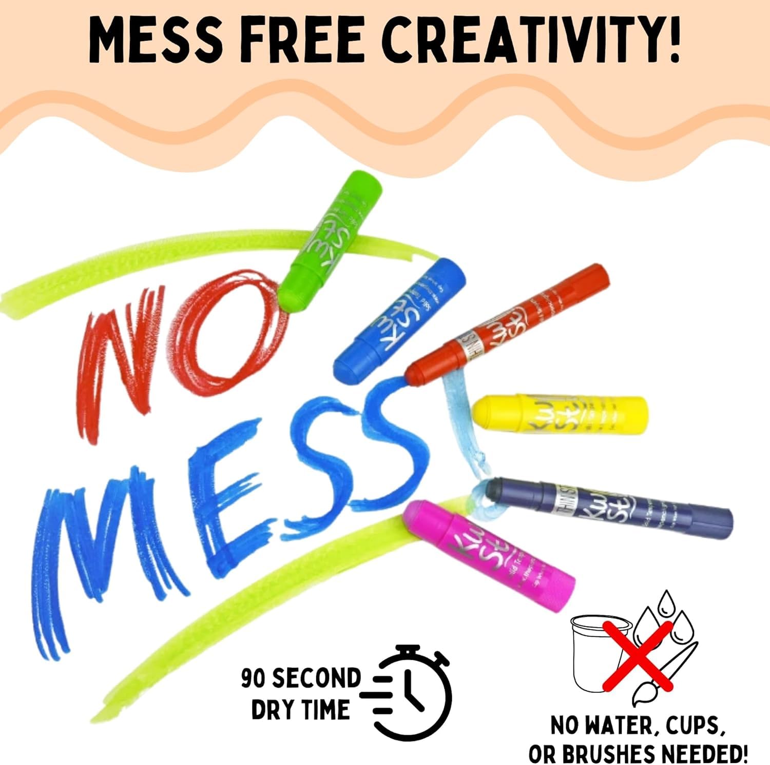 Solid Paint Sticks For Kids | 12 Washable Colours | Quick-Dry | Rotating Crayons | Non-Toxic & Allergen-Free | No Brush Or Water Needed