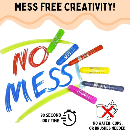 Solid Paint Sticks For Kids | 12 Washable Colours | Quick-Dry | Rotating Crayons | Non-Toxic & Allergen-Free | No Brush Or Water Needed