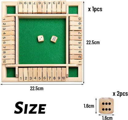 Flip the Stick/Shut The Box Wooden Board Game with 2 Dice – Classic Folding Board Math Dice Game for 4 Players | Fun Educational Number Game for Children & Adults | Perfect Family Party & Birthday Gift