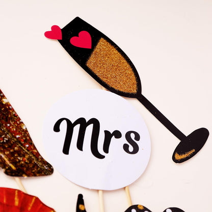 Happy Wedding Photo Booth Props – Wedding Party Kit | Bride & Groom Must-Have