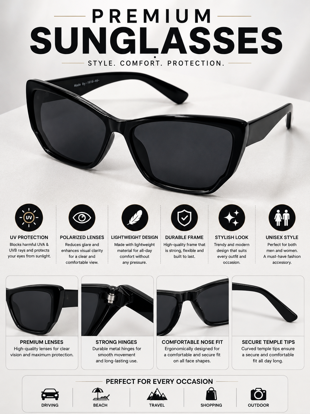 Stylish Outdoor & Travel Sunglasses | Designer-Inspired Trendy Sunglasses | Trendy Fashion Sunglasses – Premium Collection