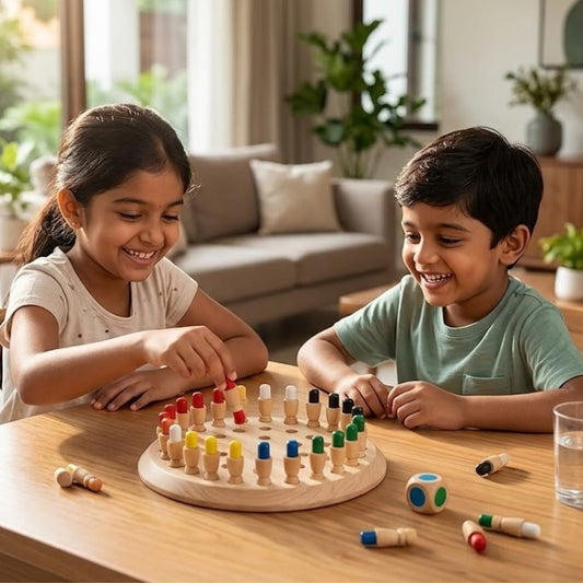Wooden Memory Chess Game for Kids – Montessori Educational Colour Matching Board Game | Brain Booster & Concentration Toy for Boys & Girls Ages 3-8 Years
