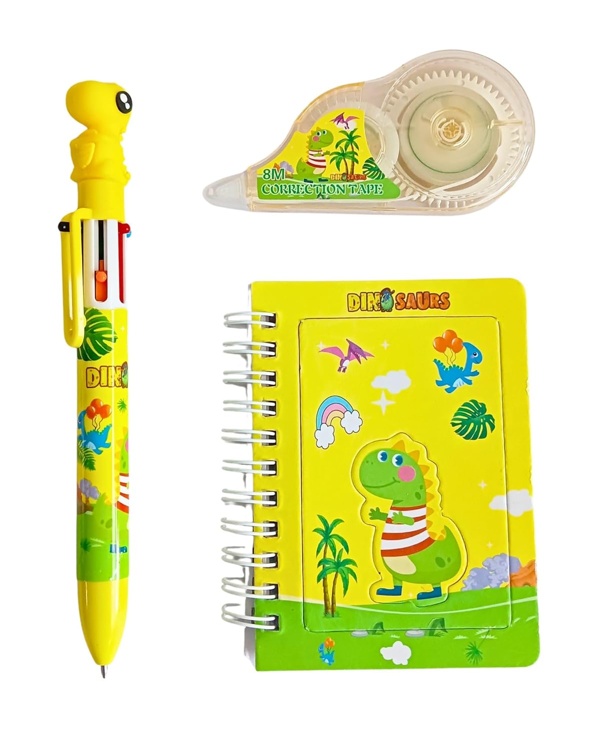 3 In 1 Stationery Set for Children | A7 Diary | 8mm Correction Tape | Retractable Six Colour Ballpoint Pen | Gift Set