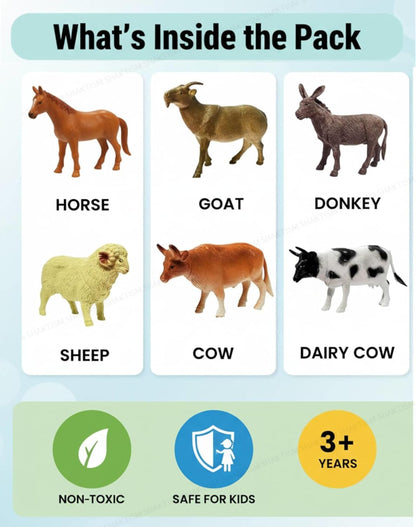 Farm Animal Toy Set for Kids | Realistic Plastic Farm Figures Playset | Pretend Play Toy Set