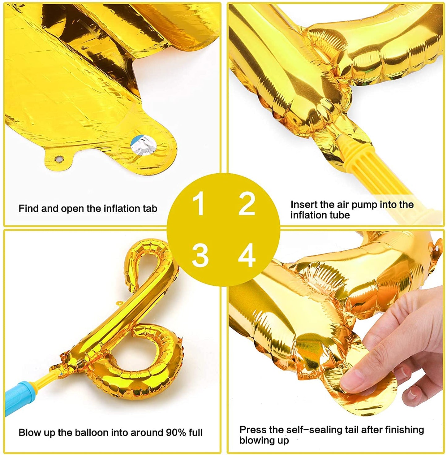 Alphabet Foil balloon | Letters A-Z and Numbers 0-9 in 16 inch | Alphabet foil balloon letters | Golden foil Balloons for Birthday, Other Kind of Parties, Celebrations and Decorations.