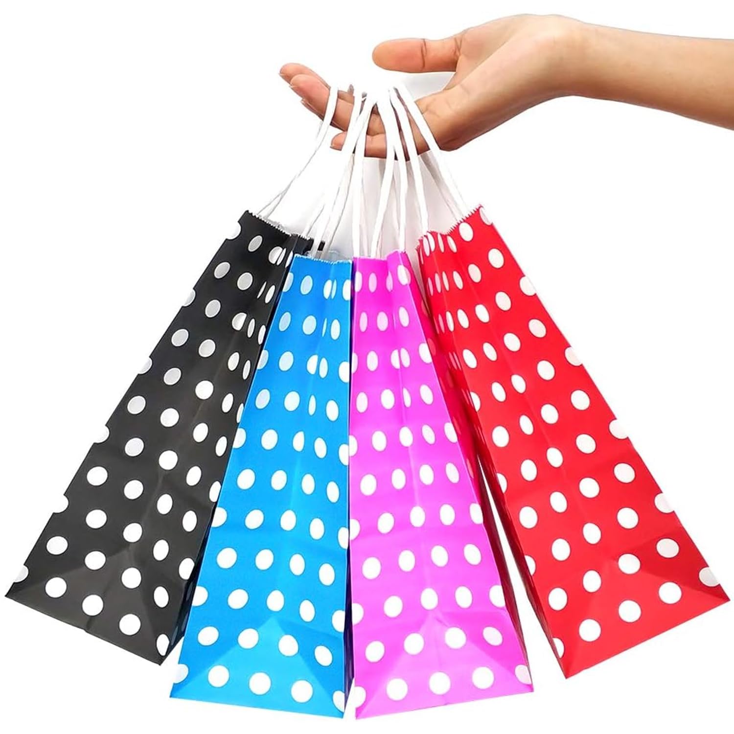 Paper Gift Bags with Handles | Polka Dot Paper Party Favour Bags | Kid’s Birthday | Baby Shower | Wedding | Festivals | Holiday Party