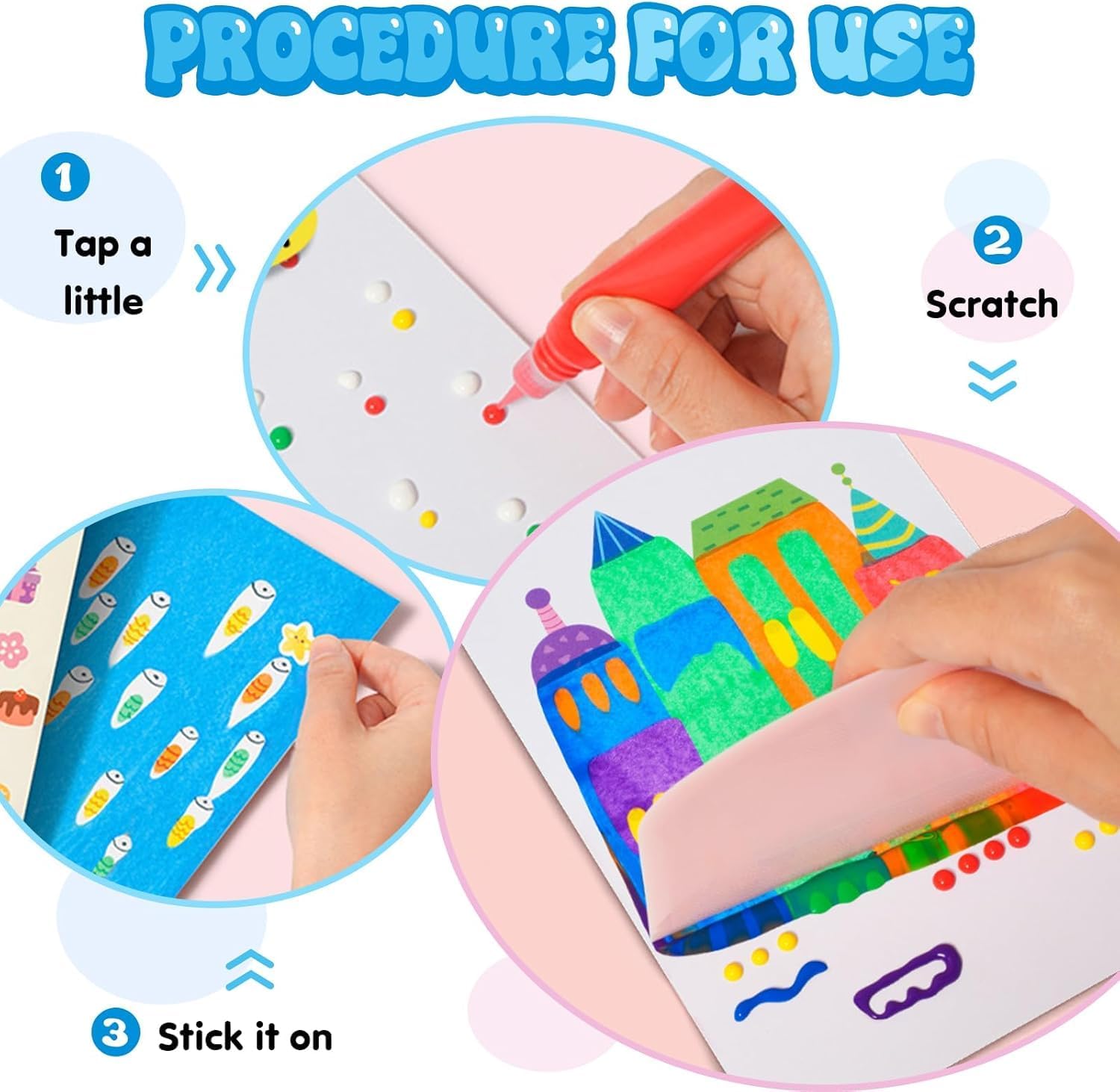 Rainbow Scratch Paper Art Painting Kit for Kids Squeeze Dot Magic DIY Postcard Activity Set, Squeegee Creative Gifts for Girls and Boys