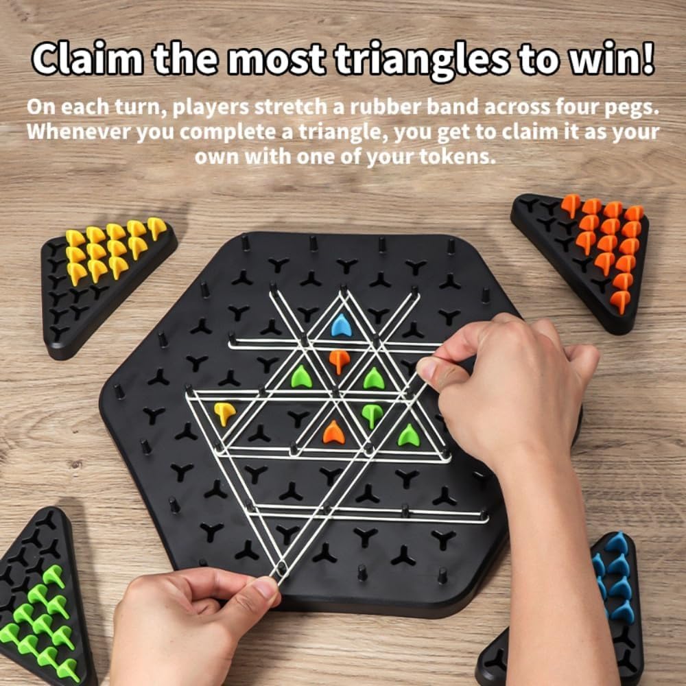 Triangle Chess Triggle Rubber Band Strategy Board Game |Puzzle for Kids & Adults