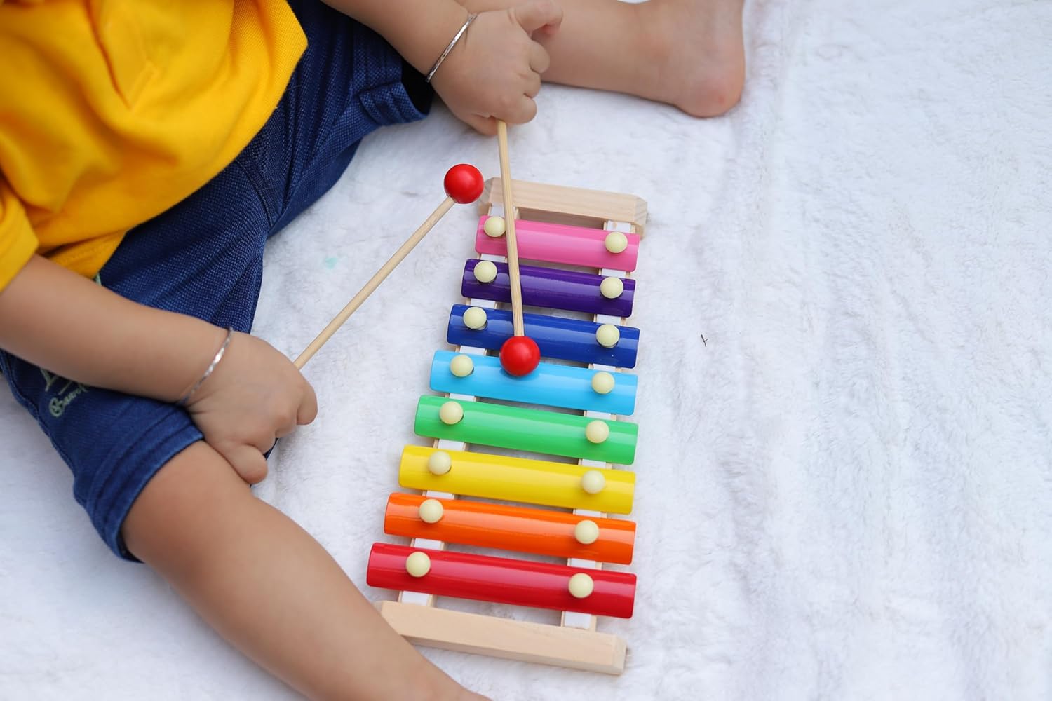 Wooden 8-Note Xylophone with Mallets | Non-Toxic | Safe | Kids Educational | Musical Instrument | Lightweight Play set | Gifts for Toddlers
