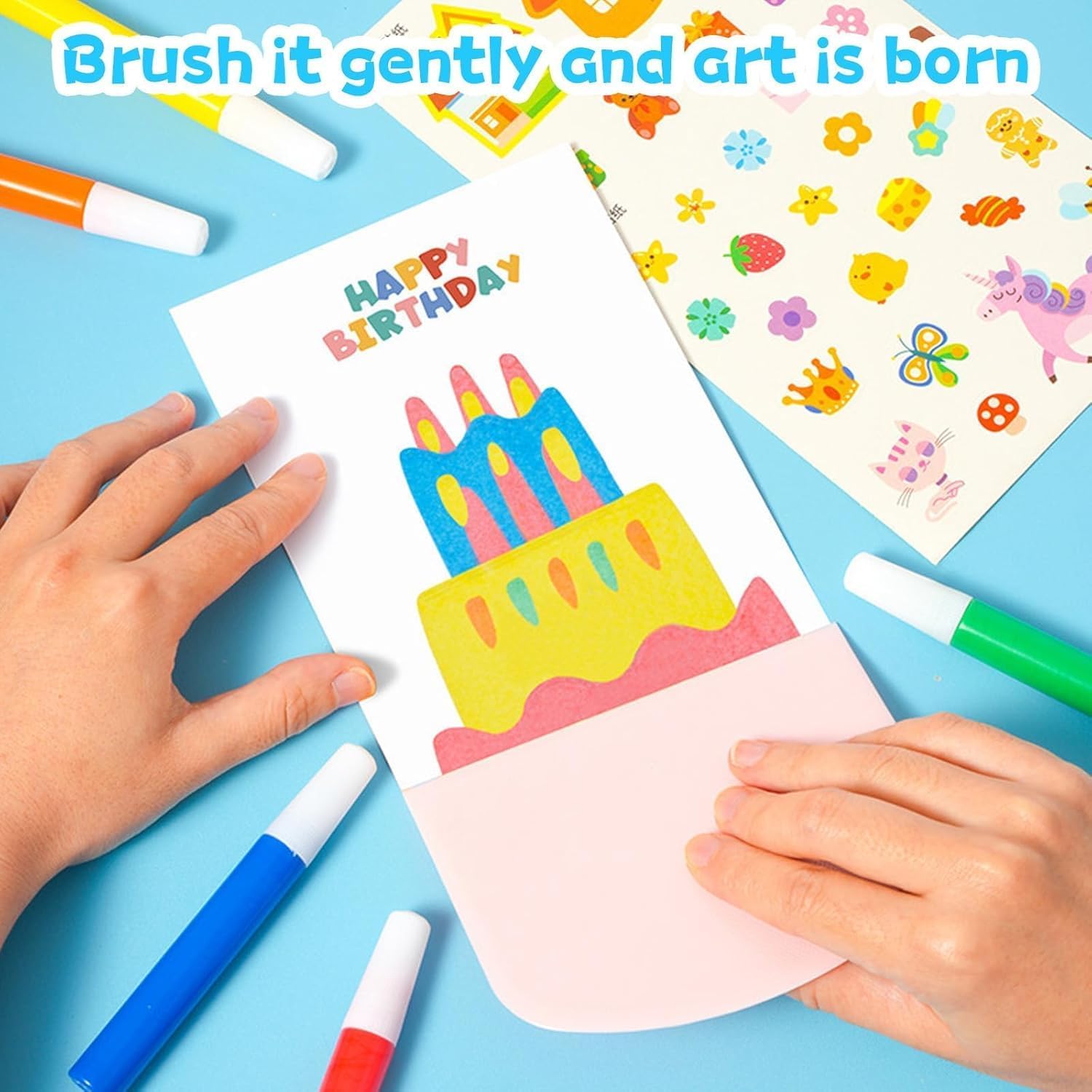 Rainbow Scratch Paper Art Painting Kit for Kids Squeeze Dot Magic DIY Postcard Activity Set, Squeegee Creative Gifts for Girls and Boys