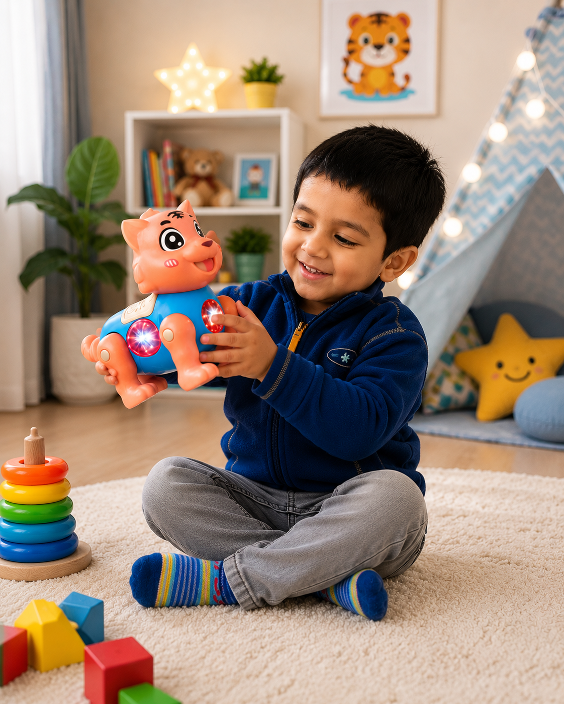 Musical Cat Toy for Kids | Battery-Operated Walking, Singing & Dancing Cat with Lights, Music & Eye Movement | Electronic Animal Toy for Boys & Girls | Sound Toy Gift for Children (Musical Cat/Rabbit)