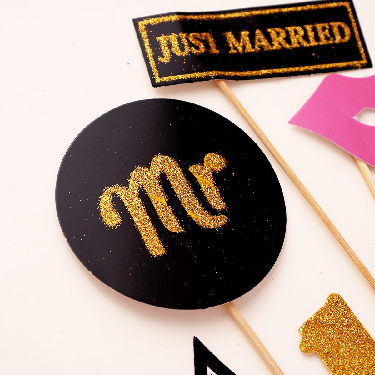 Happy Wedding Photo Booth Props – Wedding Party Kit | Bride & Groom Must-Have