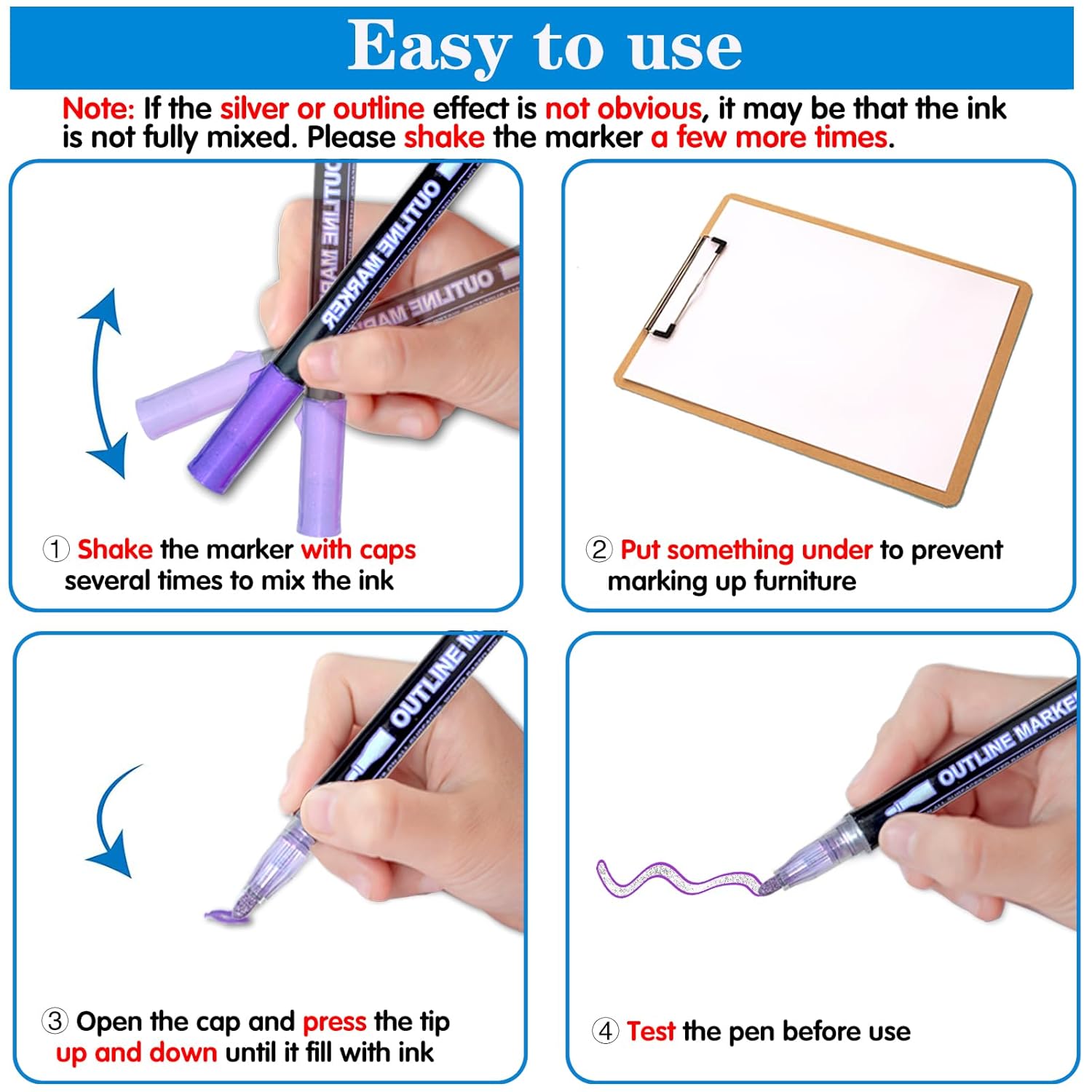 Outline Metallic Marker Pen | Set Pack of 12 | Double Line Glitter Outline Pens | Art Craft | Drawing | Calligraphy | Scrapbook | Greeting | DIY Projects | Multicolour