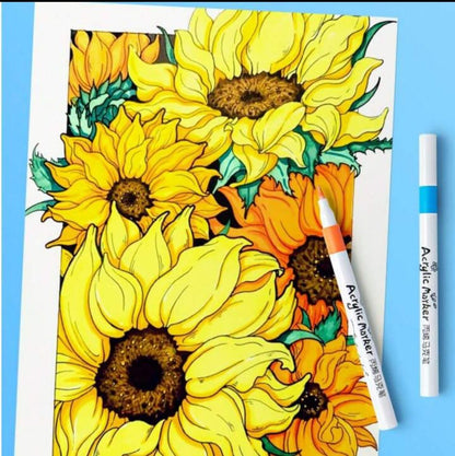 Acrylic Paint Markers | 48 Shades |Permanent Pens | Fine Tip Art Markers Set