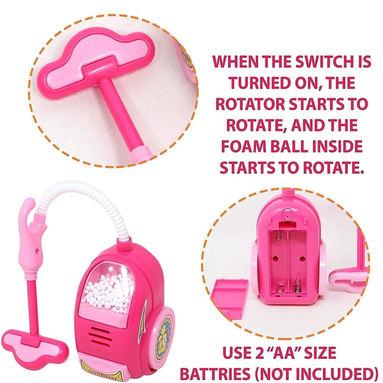 Complete Miniature Home Experience Dream Household 4 Piece Toy Appliances Set - Washing Machine, Vacuum Cleaner, Hair Dryer or Sewing Machine, Iron - 4 in 1 Toy Set for Boys and Girls