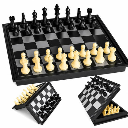 Magnetic Chess Board Game | Folding Travel Chess Set with Pieces Storage | Portable Strategy Game for Kids & Adults | 2 Player Board Game for Travel | Learning & Fun