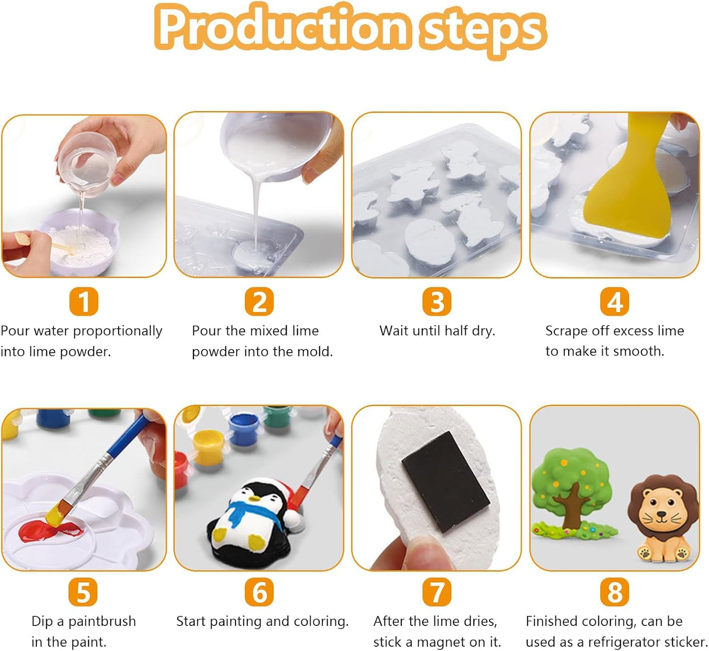 DIY Mould & Paint Craft Kit - Animal Kingdom Kids DIY Craft for 5 Years | POP Figurine Set with Pigments Palette | Mould Painting Art & Craft Set