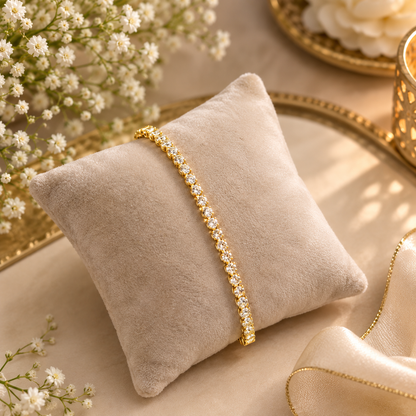 Classic Gold-Tone Sparkling Cubic Zirconia Tennis Bracelet