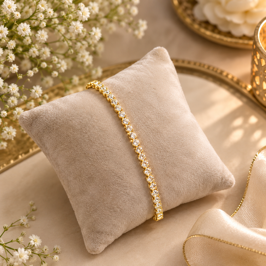 Classic Gold-Tone Sparkling Cubic Zirconia Tennis Bracelet