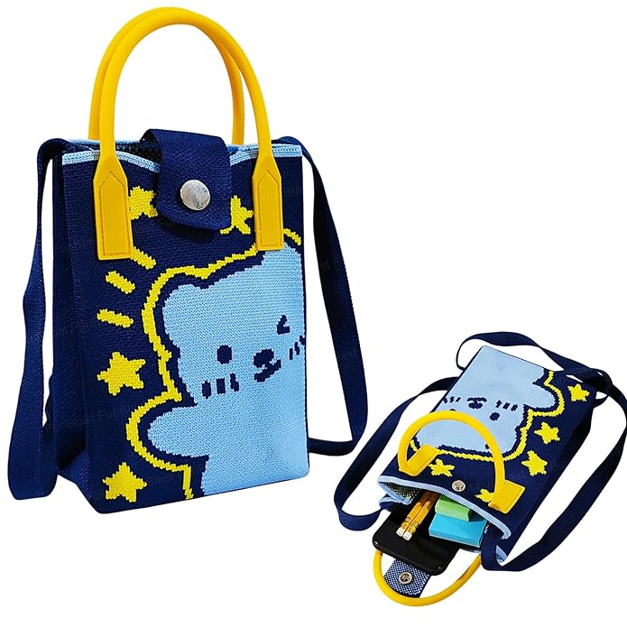 Crossbody | Mobile Sling Bag for Girls | Stylish Phone Pouch with Strap & Silicone Handle | Keychain, Coin, Cosmetics Purse, Cute Utility Bag for Girls & Women