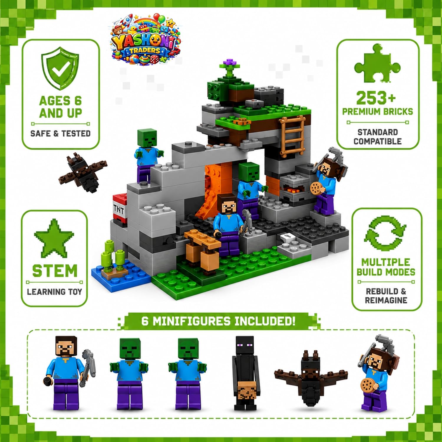 Building Blocks Toy Set for Kids | DIY STEM Construction Bricks with Mini Figures | Creative Adventure Models & Educational Play Set| Mine Craft Game