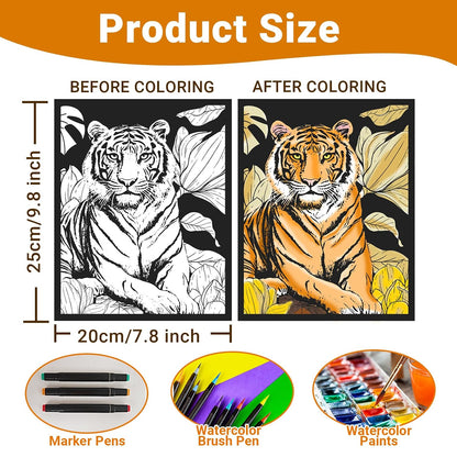 32 Posters Fuzzy Velvet Coloring Posters | Animal Fuzzy Posters | Adults Teenagers | Large & Small Poster | DIY Coloring Sheets | Arts Crafts Activity