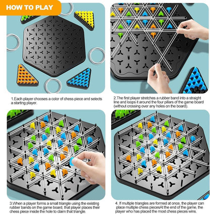 Triangle Chess Triggle Rubber Band Strategy Board Game |Puzzle for Kids & Adults