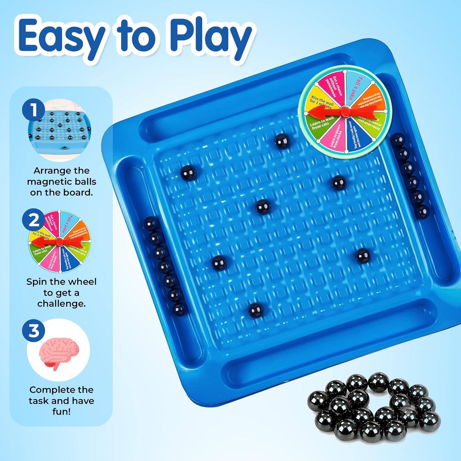 Magnetic Battle Chess Game for Kids 3+ Years | Builds Strategic Thinking & Cognitive Intelligence | 20 Magnetic Balls Spin Wheel Multiplayer | Family Strategy Board Game Gift