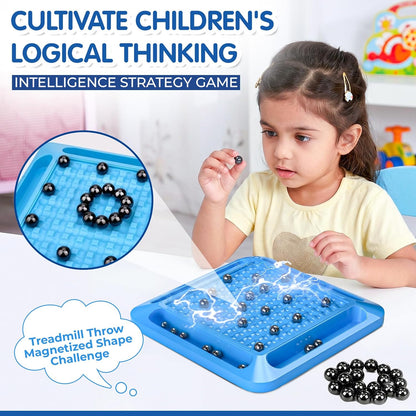 Magnetic Battle Chess Game for Kids 3+ Years | Builds Strategic Thinking & Cognitive Intelligence | 20 Magnetic Balls Spin Wheel Multiplayer | Family Strategy Board Game Gift
