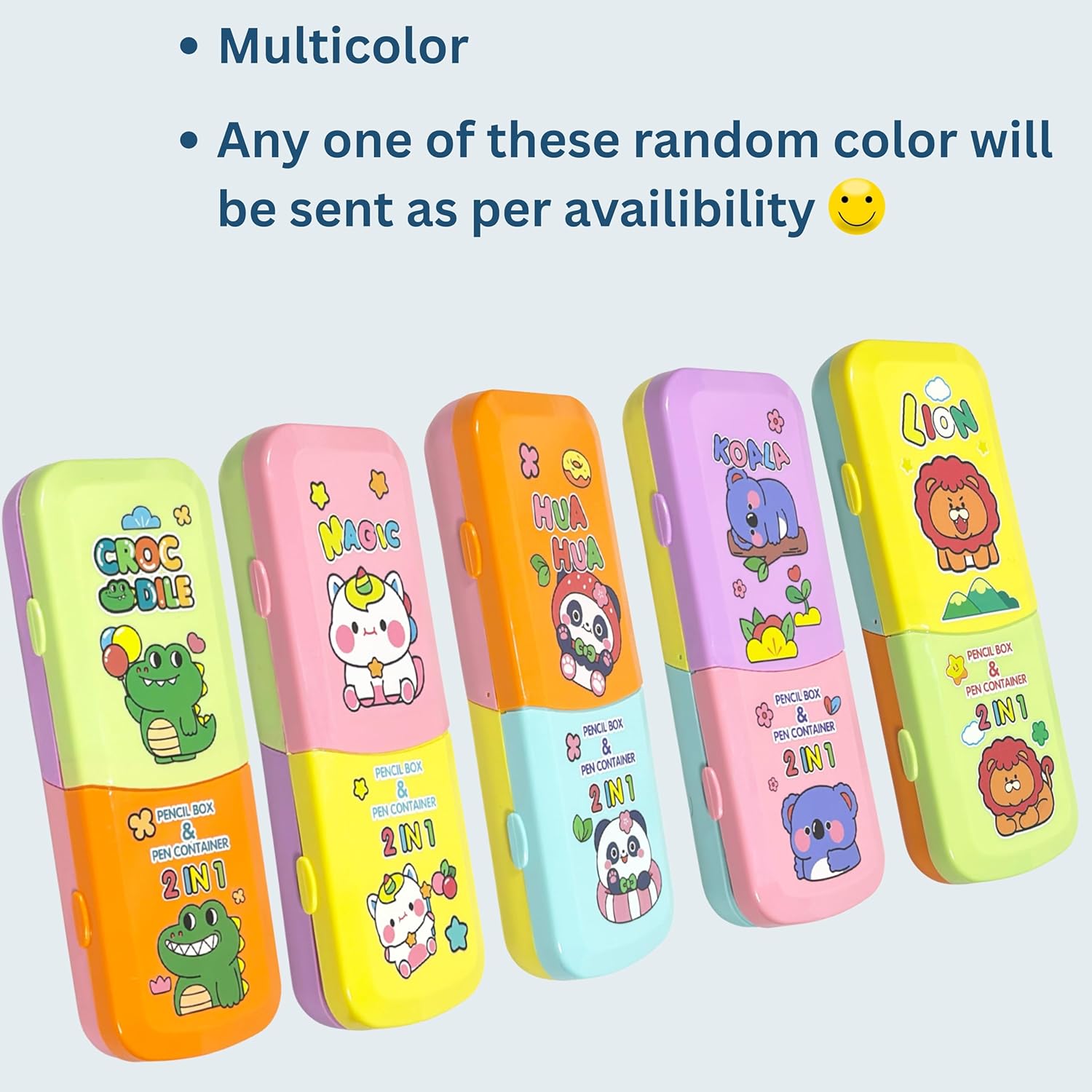 2-in-1 | Foldable Pencil Box & Pen Stand for Kids | Multicolour Cartoon Pencil Case | Compact & Expandable Storage Organiser for School Supplies