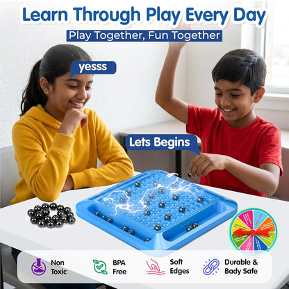 Magnetic Battle Chess Game for Kids 3+ Years | Builds Strategic Thinking & Cognitive Intelligence | 20 Magnetic Balls Spin Wheel Multiplayer | Family Strategy Board Game Gift