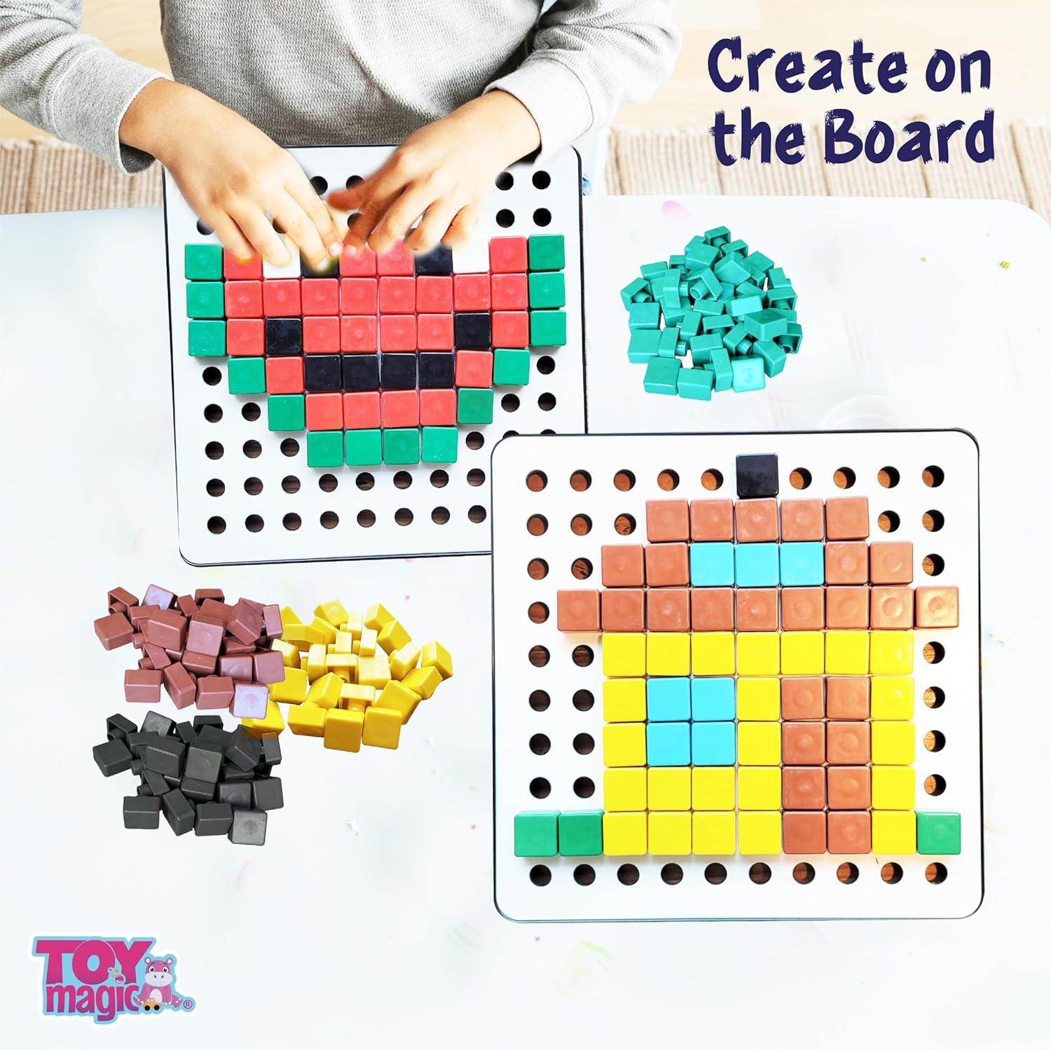 Pixel Cubes Puzzle Toy for Children | Early Education| Brain Games for Kids|Pixel Game | Educational Board Games|240 Cubes with Pixel Board & Book