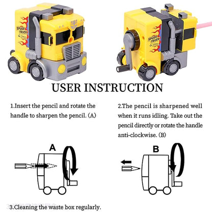Truck Shape | Pencil Sharpener | Cute Design | Super Point Manual Pencil Sharpener for School | Stationary and Gift for Kids