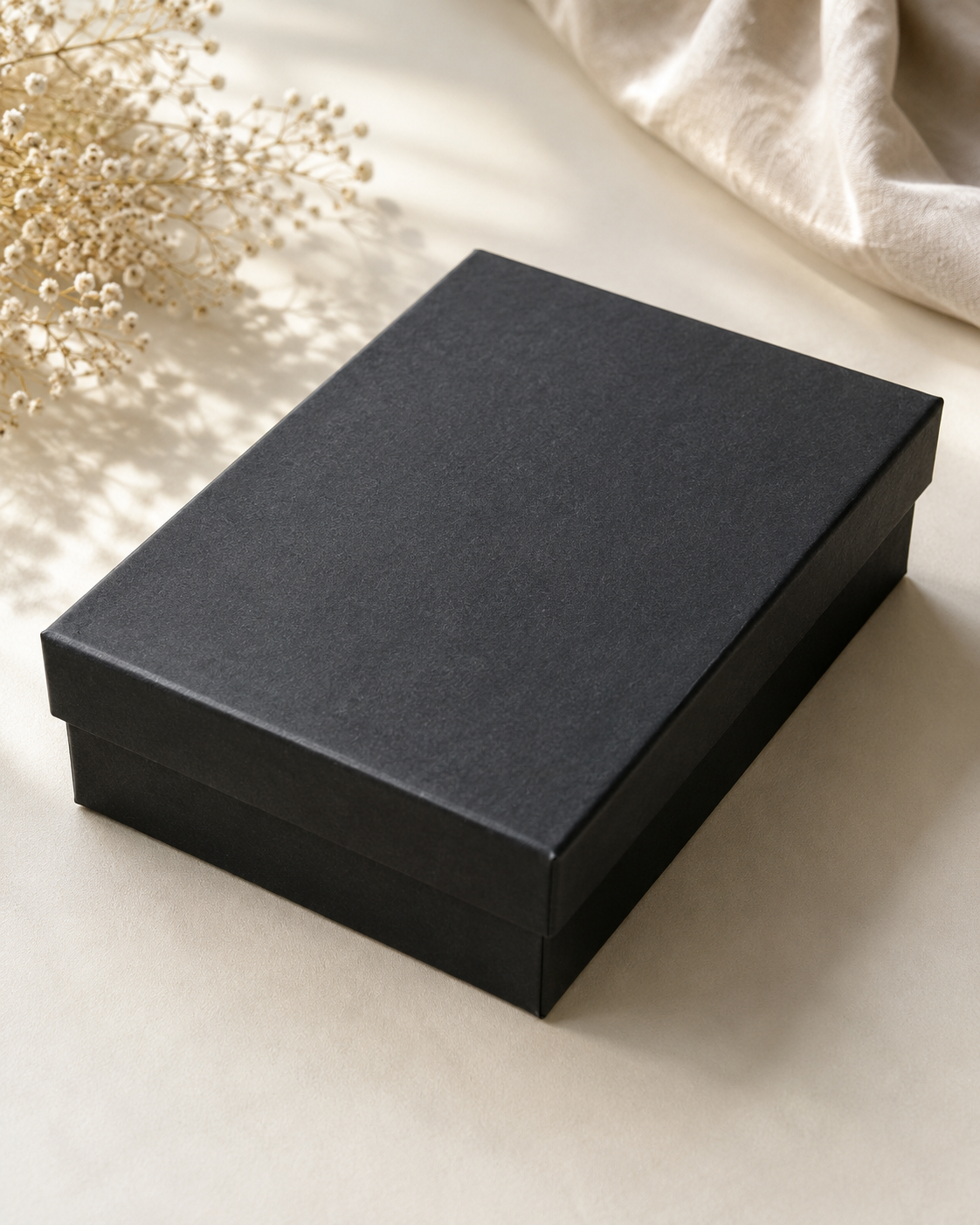 Premium Black Rigid Gift Box with Lid | 18 × 14 × 4 cm Luxury Gift Packaging Box for Chocolates, Jewelry & Hampers (Only Box)