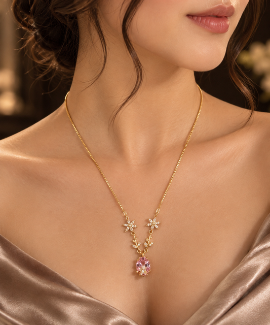 Elegance Gold-Finish Stone Y-Necklace