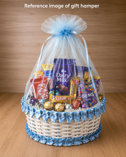 Premium Decorative Gift Basket with Net Cover | 15 × 15 × 28 cm Reusable Hamper Basket for Chocolates, Dry Fruits & Festive Gifting (Only Basket with cover)