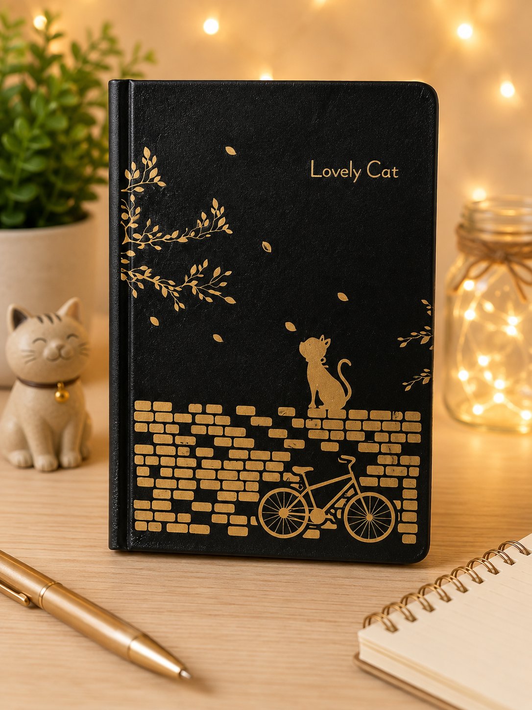 Lovely Cat Hard Cover Notebook | Premium Black Pages Journal | Cute Cat Diary for School, Office & Daily Writing