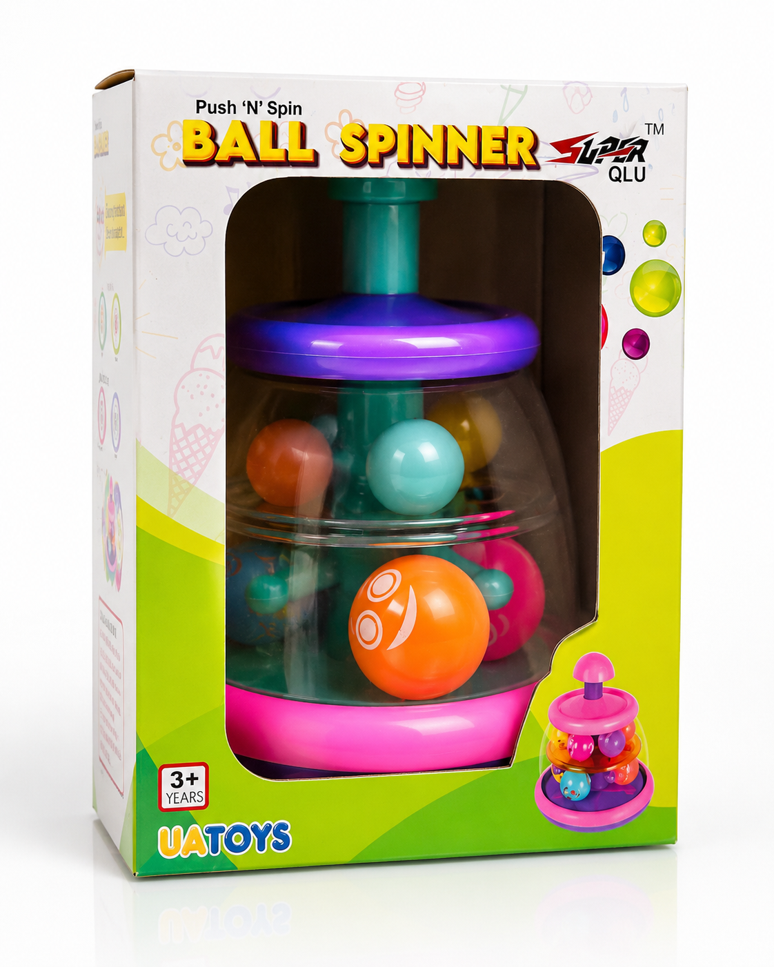 Push 'N' Spin Ball Spinner for Kids | Kids Interactive Toy with Colourful Spinning Balls | Toddler Toy | Learning Activity | Height 21.25 cm | Age 6 Month +