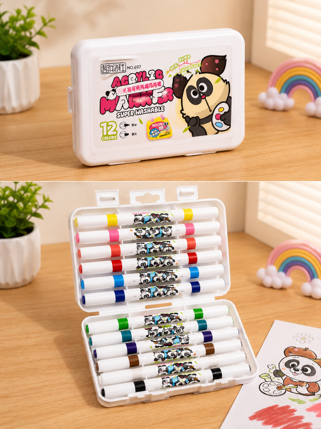 12 Shades Acrylic Markers Paint Pens Set Markers Ideal for Mandala Art Doodling Drawing Sketching, Colouring & Shading Pens for Painting
